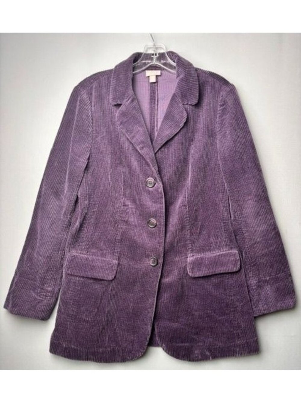 J. Jill Women's S Purple Corduroy Blazer Jacket 3 Button Cotton Cottagecore